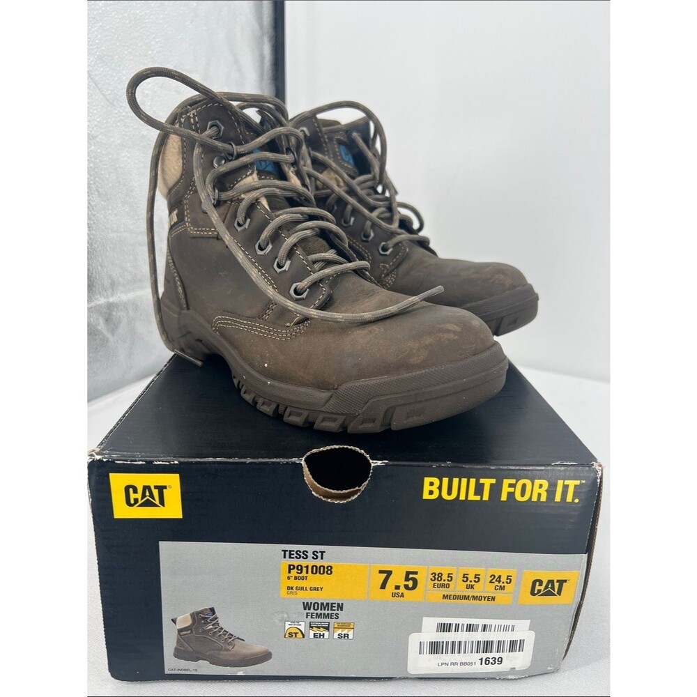 Caterpillar Tess ST Work Boots in Dark Grey Brown